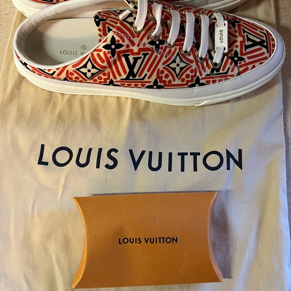 Louis Vuitton Open Back Sneaker Red Monogram with Blue size 37